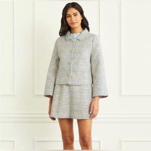Hill House Bea Jacket and matching skirt in Rainbow Tweed